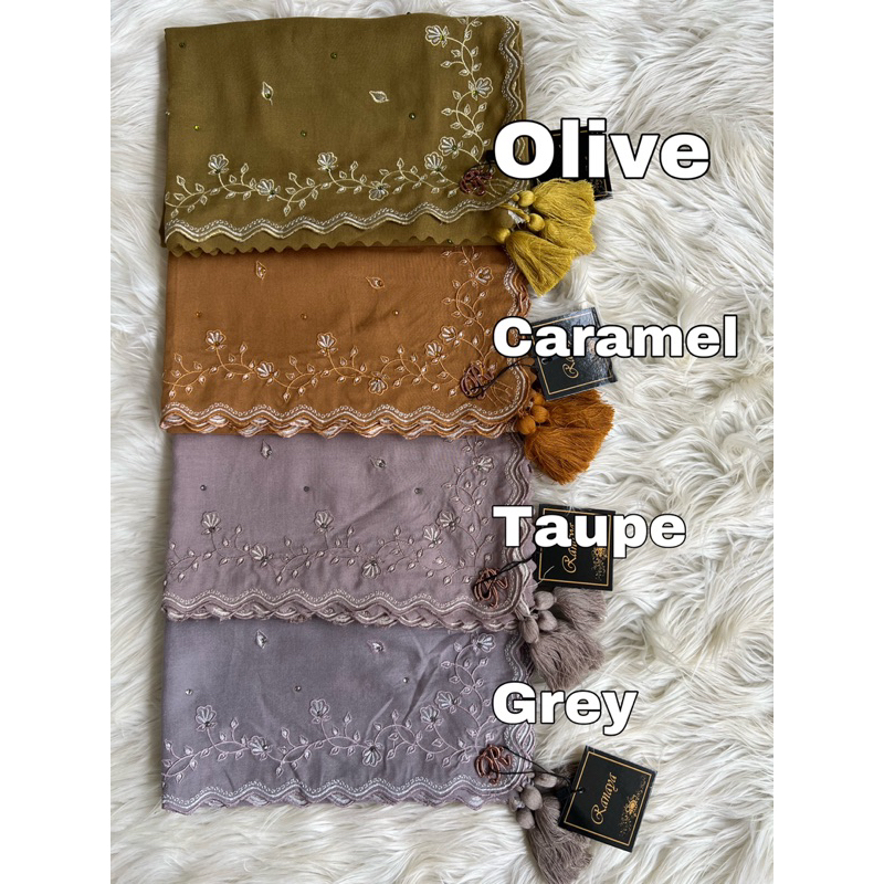 Kerudung Segi Empat Voal Super Bordir Bunga Jasmine By Ranaya Hijab