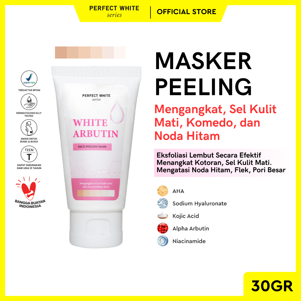 Jual PERFECT WHITE Arbutin Peeling Mask Exfoliating Masker