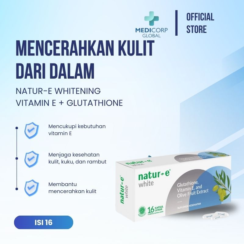 Jual [MEDICORP] Natur E Whitening glutathione for glowing skin vitamin E  kulit isi 16 | Shopee Indonesia