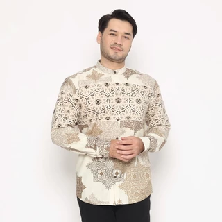 AMK Kemeja Koko Pria Printing  Lengan Panjang KK ISKANDER L/S Brown