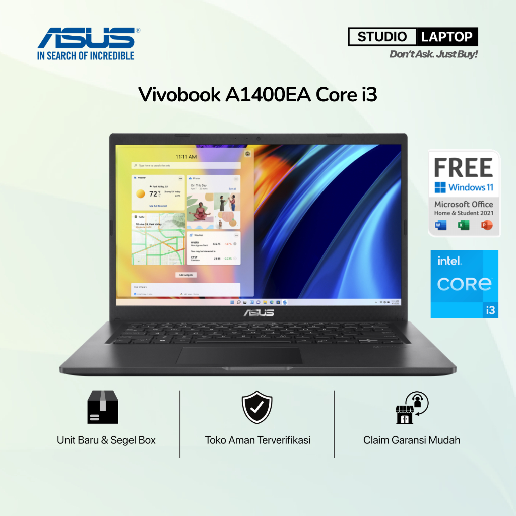 Jual Laptop Asus Vivobook 14 A1400ea Core I3 1115g4 Ram 4gb 256gb 512gb Ssd 14 Inch Fhd 8522