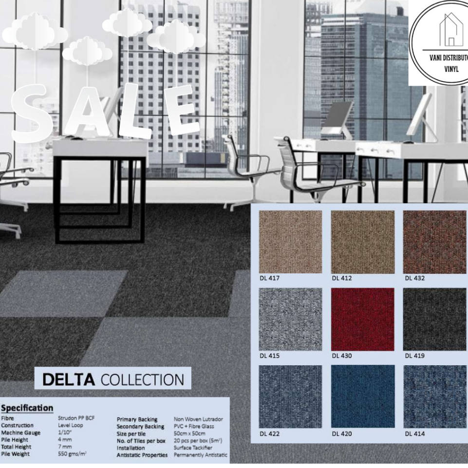 Jual Karpet Tile Polos Delta/Karpet Kantor Gedung Minimalis Size ...