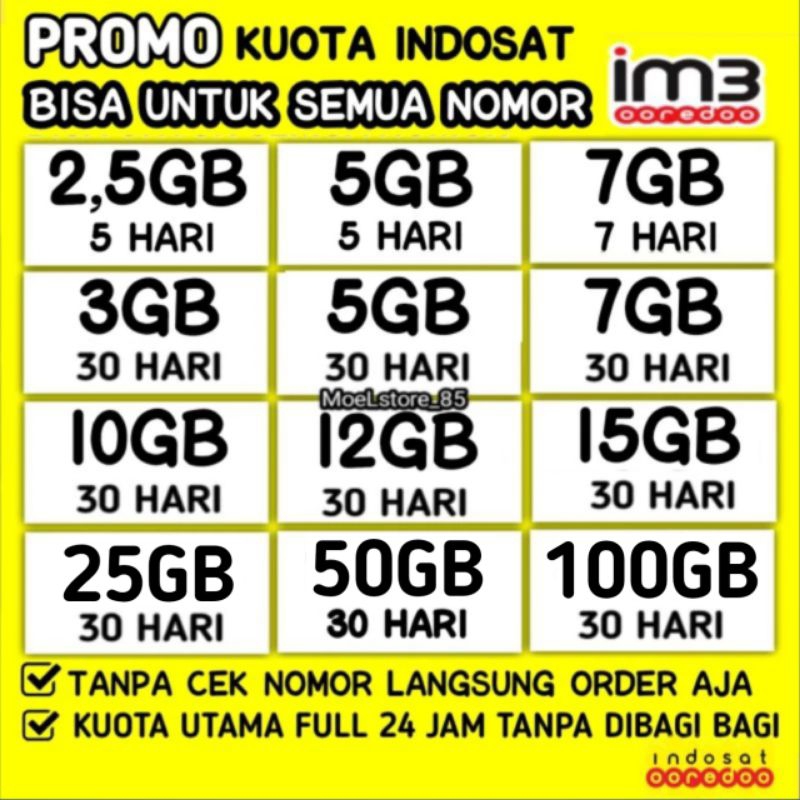 Jual PAKET DATA INDOSAT 100GB FREEDOM INTERNET FULL 24 JAM 30HARI ...