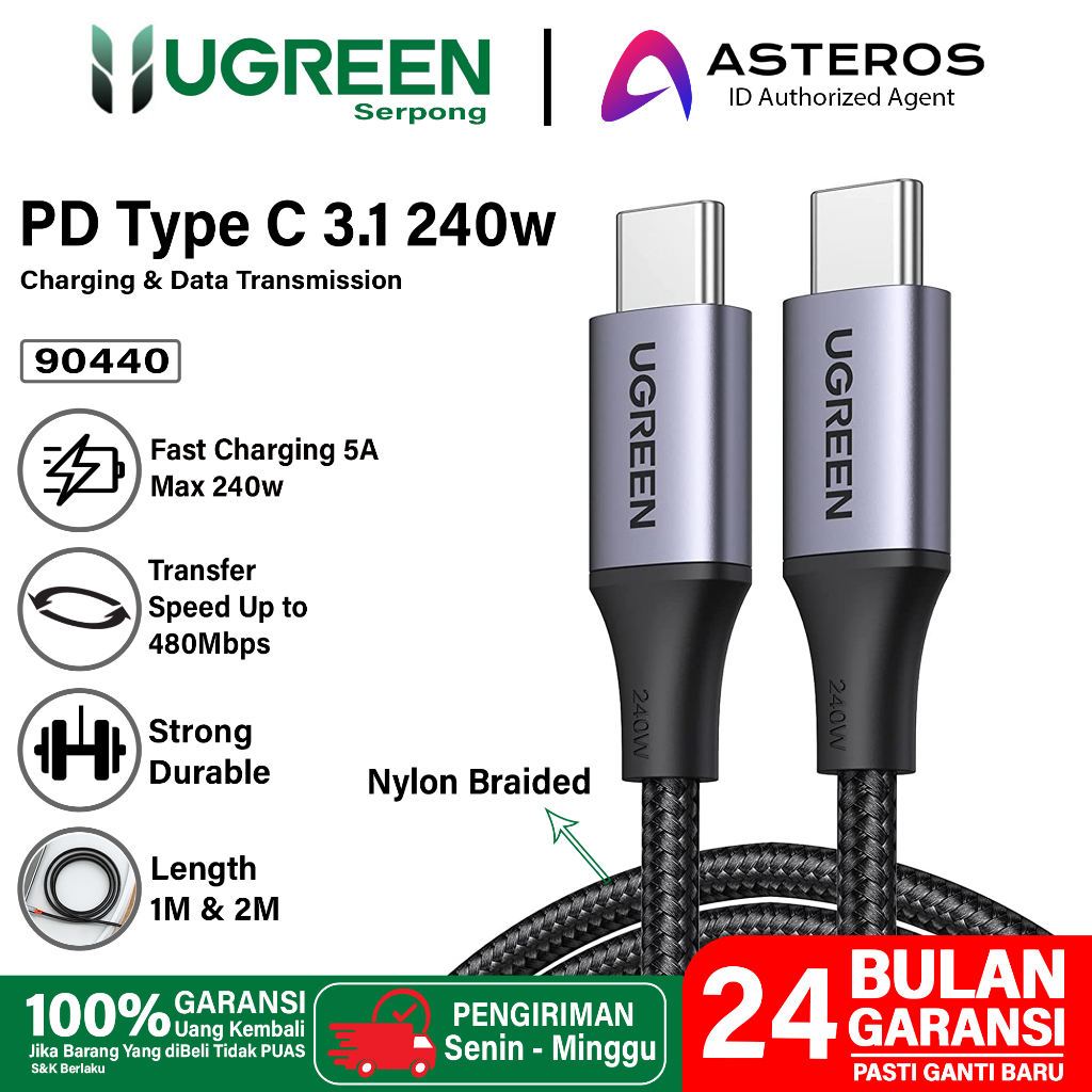 Jual UGREEN Kabel Data USB Type C to C 5A 240w Power Delivery Fast ...