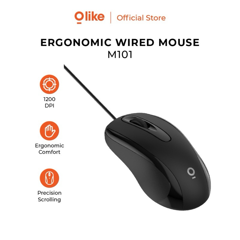 Jual Olike M101 Ergonomic Wired Optical Mouse 1200DPI | Shopee Indonesia