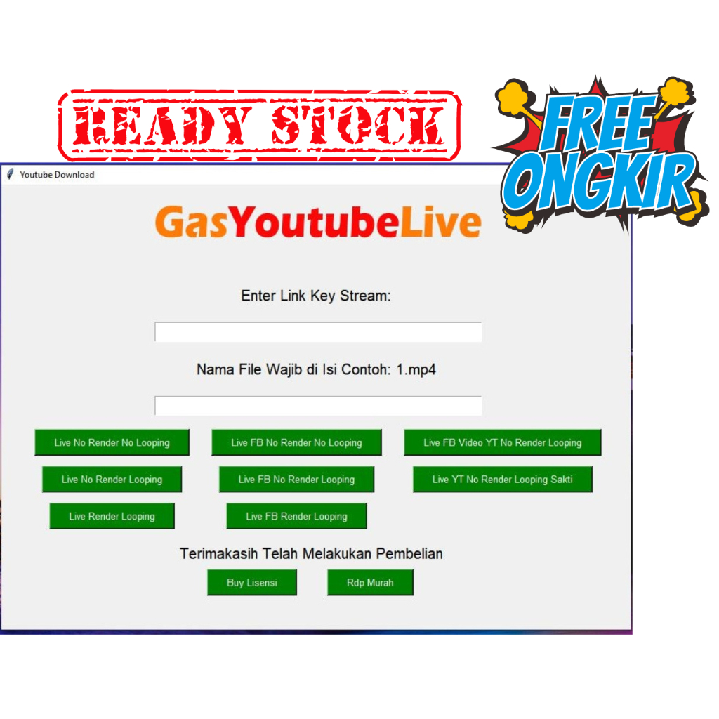 Jual Software Live Streaming Youtube Nonstop 24 Jam Gaslive