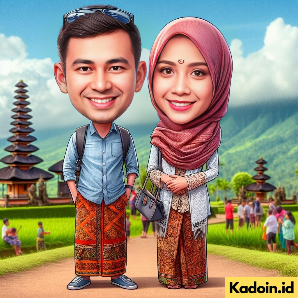 Jual Jasa Edit Karikatur Pasangan Liburan di Bali Untuk Kado Ulang ...