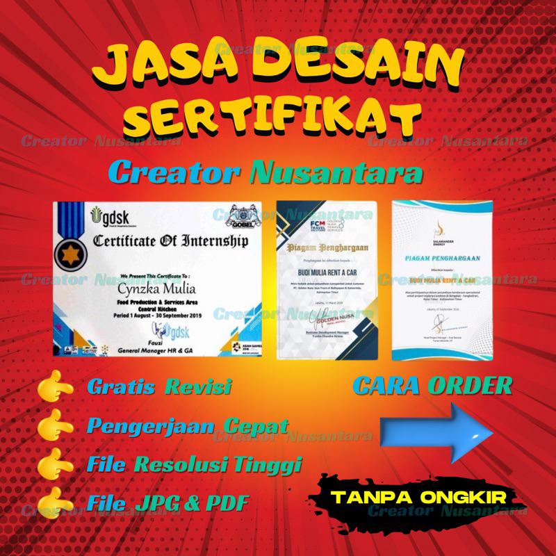 Jual Desain Sertifikat Online / Custom Sertifikat / Edit Sertifikat