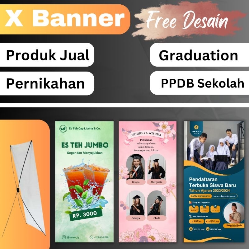 Jual Cetak Paket Spanduk X Banner Tiang Free Desain Shopee Indonesia