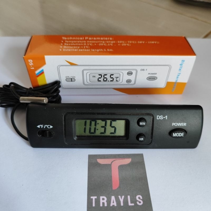 Jual Jam Thermometer Ds-1 pengukur suhu waktu ac kulkas mobil rumah ...