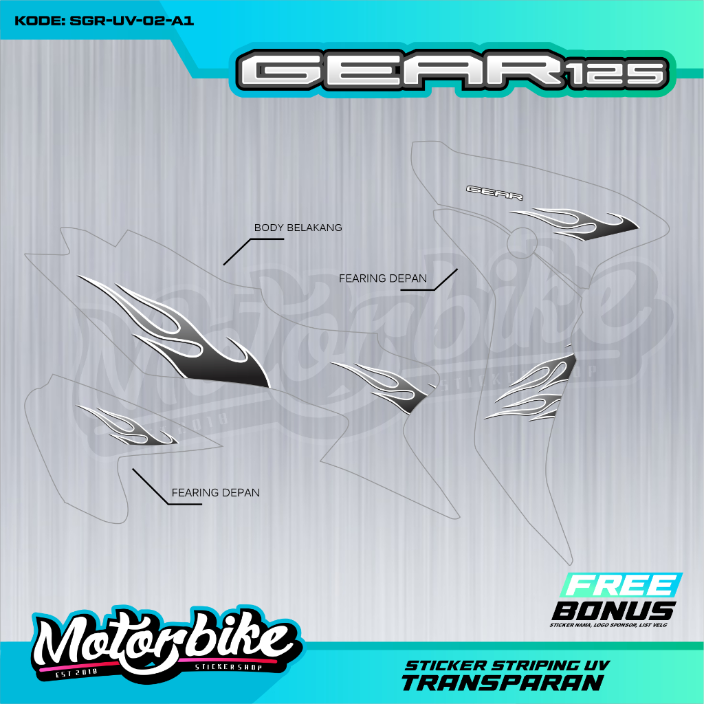 Jual STRIPING TRANSPARAN MOTOR GEAR 125 MOTIF API HOTWHEELS TERBARU ...