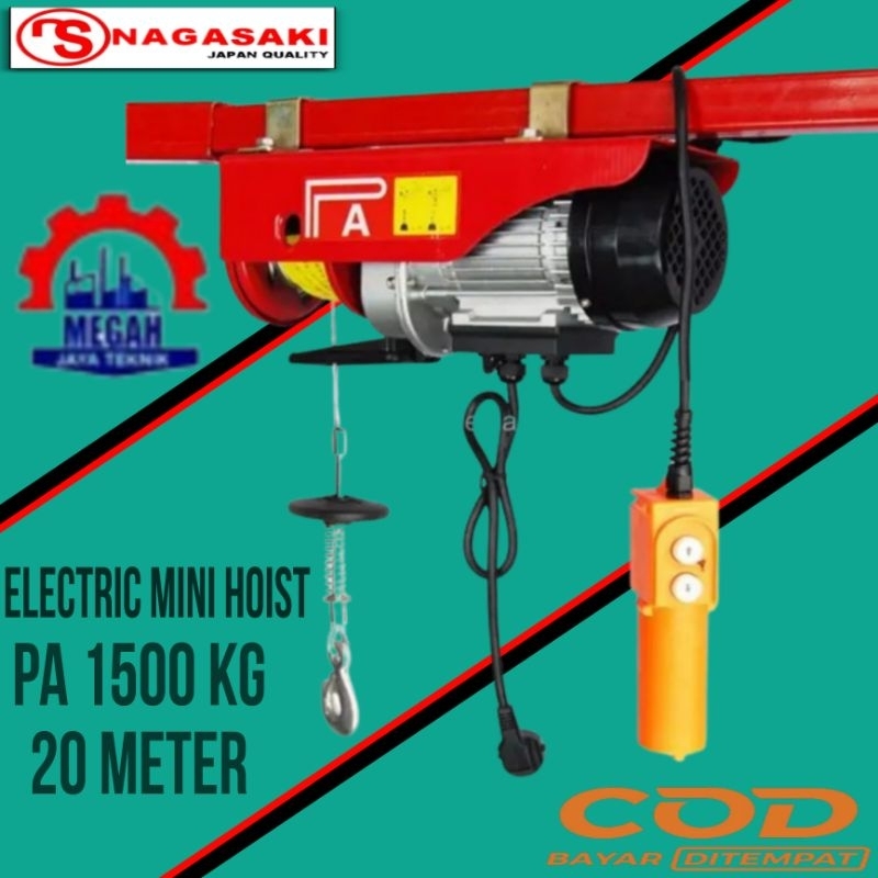 Jual KATROL/MINI HOIST ELECTRIC PA 1500KG 20 METER 220V NAGASAKI JAPAN ...