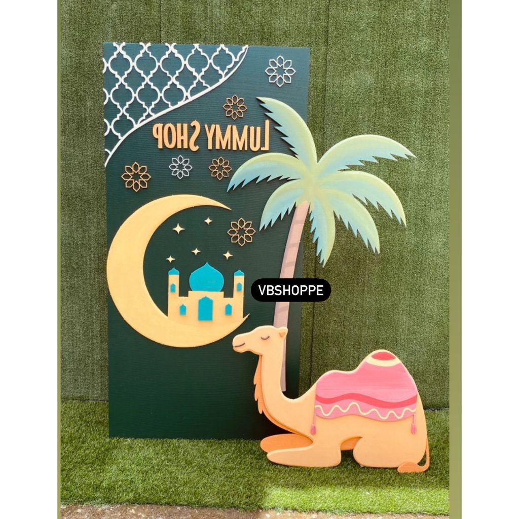 Jual STANDING BACKDROP RAMADHAN KAREEM POHON KURMA UNTA BEDUG BEDUK EID ...