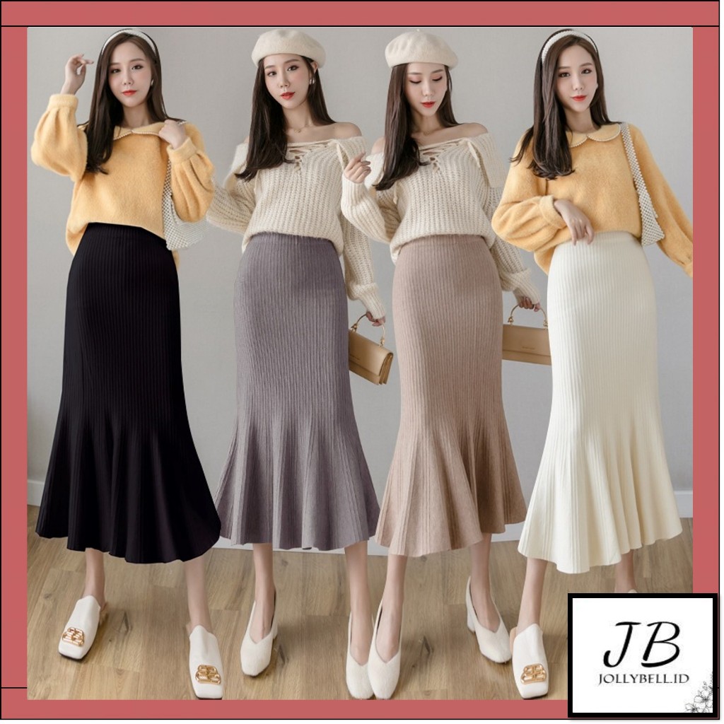 Jual •Jollybell.id•RK1527 Rok Panjang Midi Plisket Korean Style Rok ...