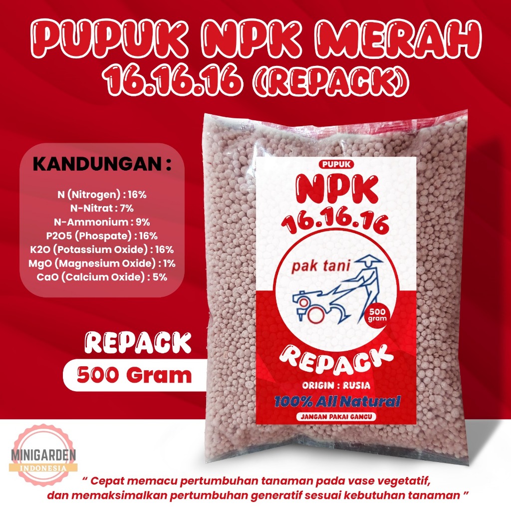 Jual NPK MERAH 500 GRAM PUPUK NPK 16-16-16 SEIMBANG NPK PAK TANI ECER ...