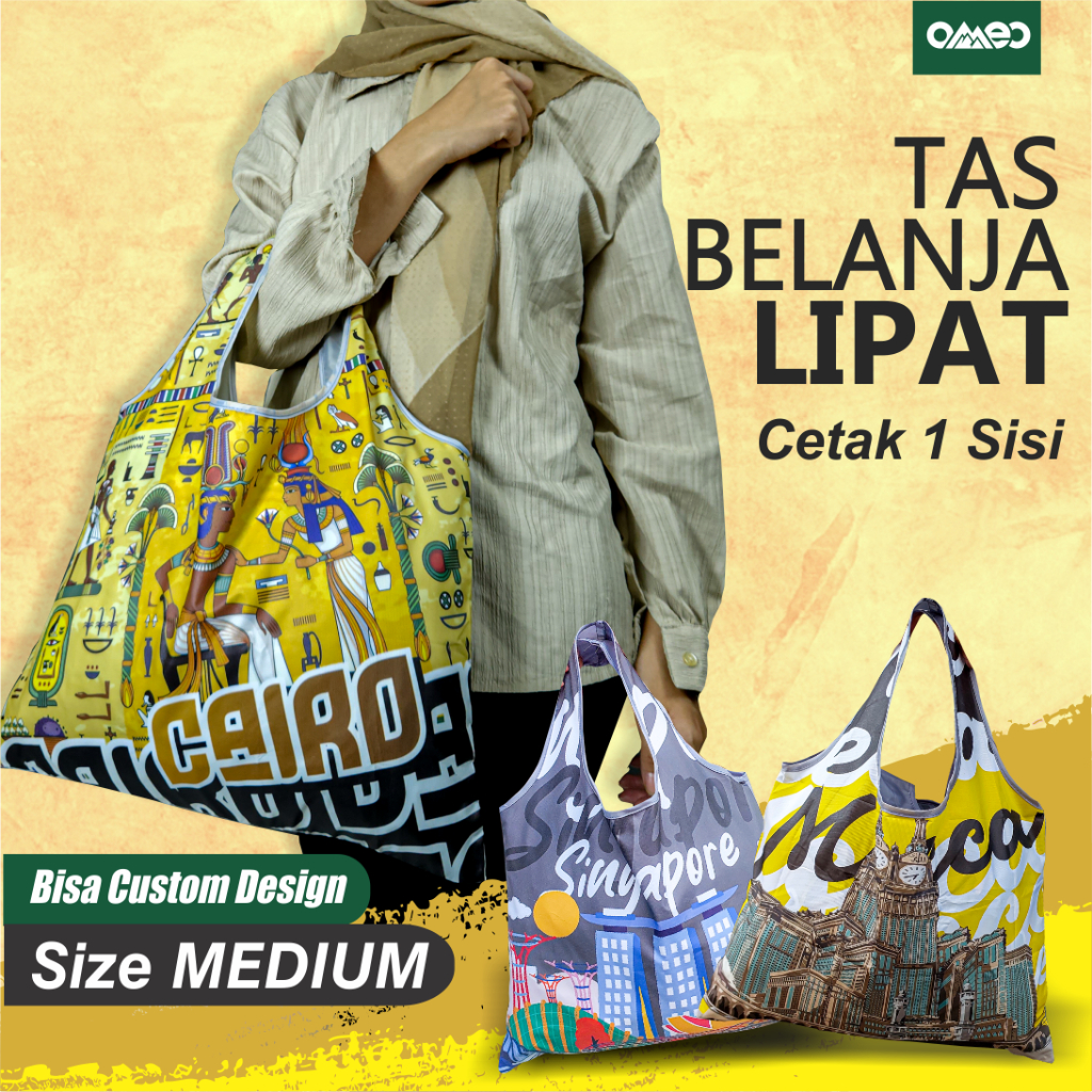 Jual Shopping Bag Tas Belanja Lipat Totebag Lipat Size Medium OMEO