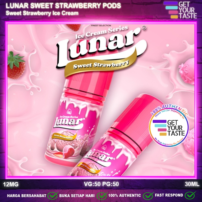 Jual Liquid Lunar Sweet Strawberry Ice Cream Pods Friendly 30ML by Vape ...