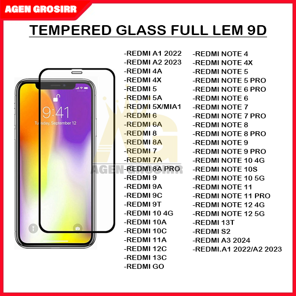 Jual AG - TEMPERED GLASS FULL 9D XIAOMI REDMI A1 A2 A3 -4A-4X-5-PLUS-5A ...