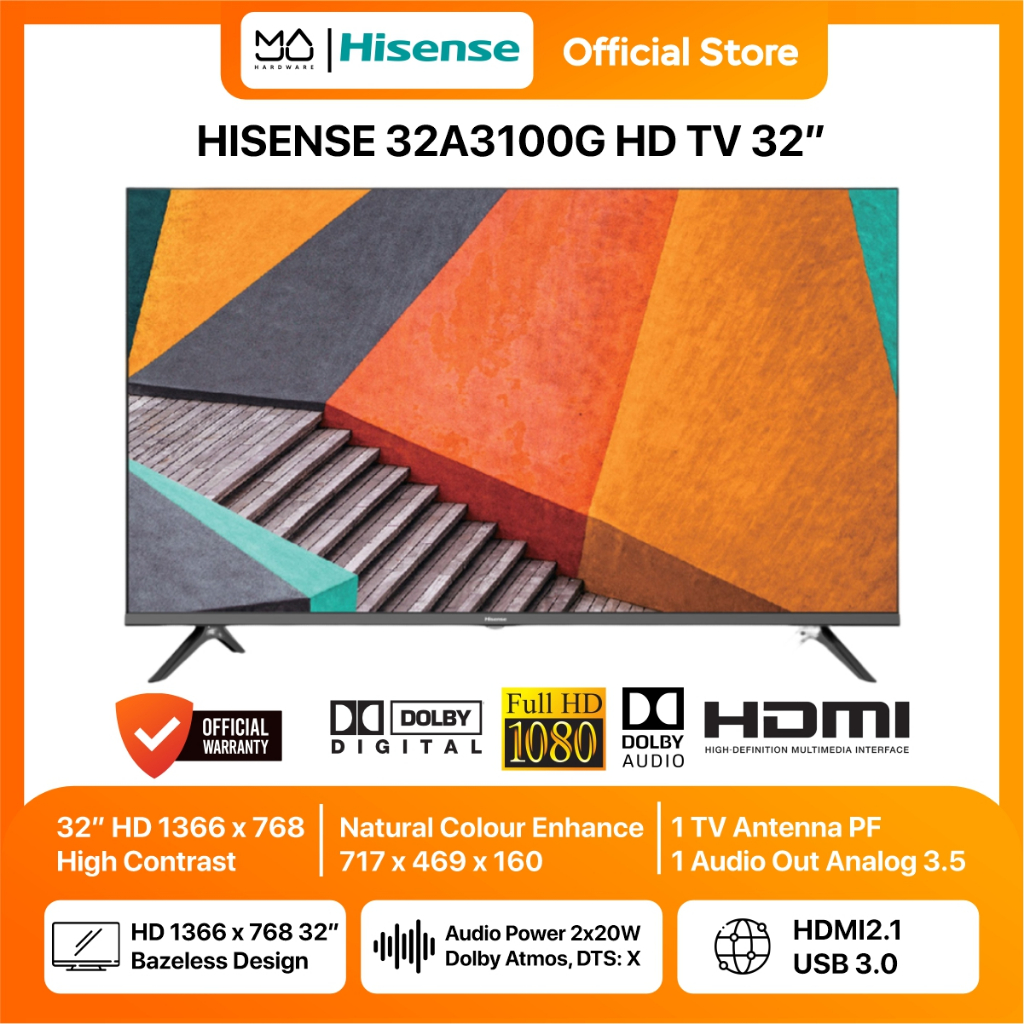 Jual Hisense 32 inch HD TV Dolby Digital 32A3100G Shopee Indonesia