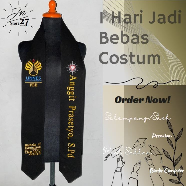 Jual Selempang Wisuda Kalung Logo Warna Bordir Komputer Selempang