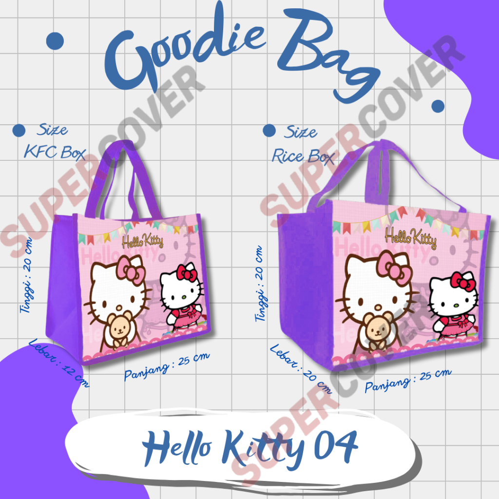 Jual Goodie Bag Gambar Kartun Hello Kitty 04 Warna Ungu Untuk Acara