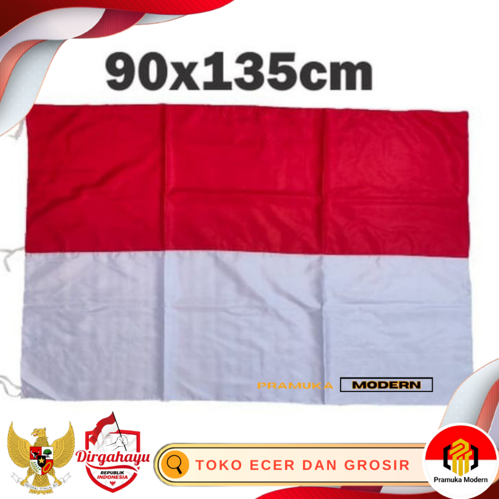 Jual Bendera Merah Putih Ukuran Lengkap Bendera Indonesia Bahan Satin Mengkilap Satuan