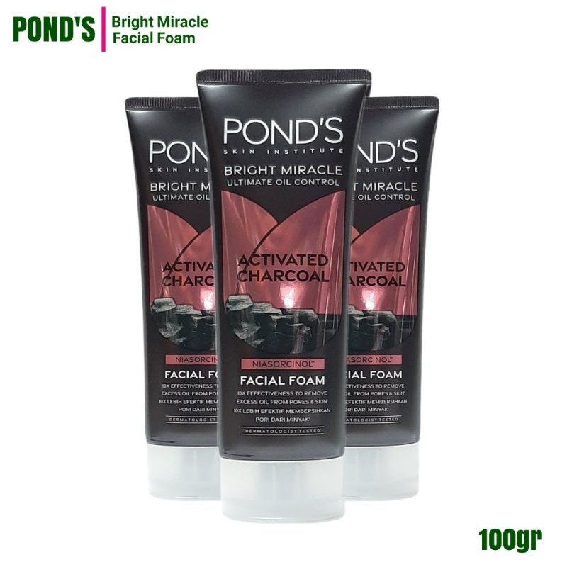 Jual Ponds Ponds Bright Miracle Ultimate Oil Control Activated Charcoal Facial Foam 100g Bpom 7886