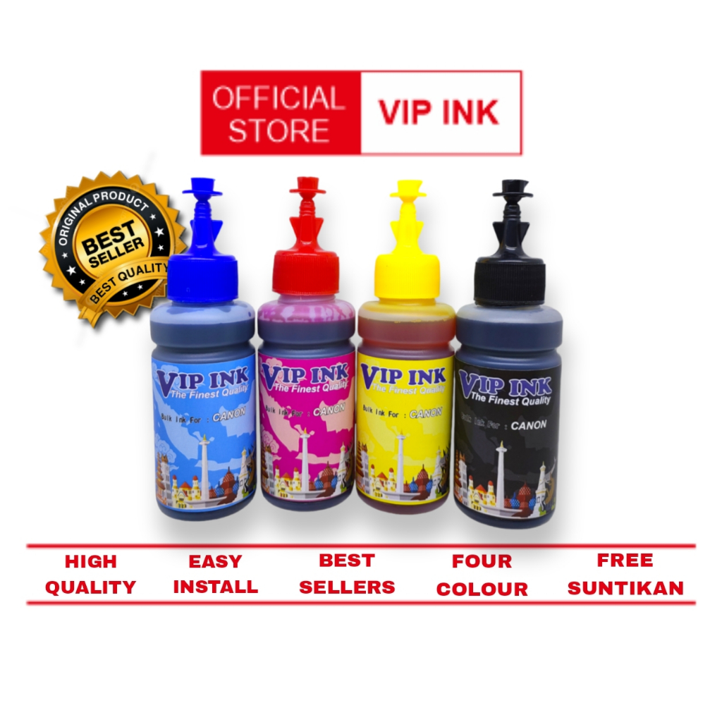 Jual VIP INK Paket Tinta Canon Isi Ulang Plus Suntikan 4pcs Best ...