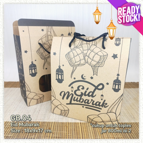 [GB.04] HAMPERS GABLE BOX 18x9x17 DUS SOUVENIR TOPLES JAR 800ml KUE LEBARAN IDUL FITRI