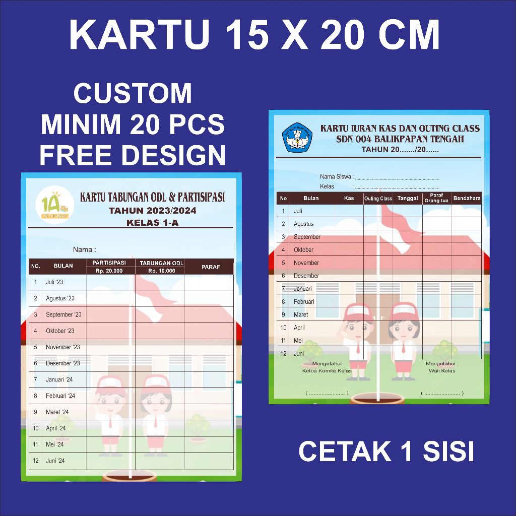 Jual CETAK KARTU IURAN / PEMBAYARAN / ANGSURAN UNTUK SEKOLAH PAUD TK SD ...