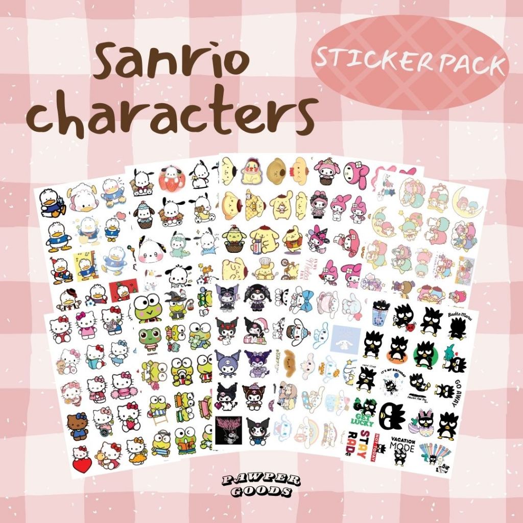 Jual Paket Stiker Sanrio Characters Badtz Maru Cinnamonrol Hello Kitty Keroppi Kuromi Little 7259