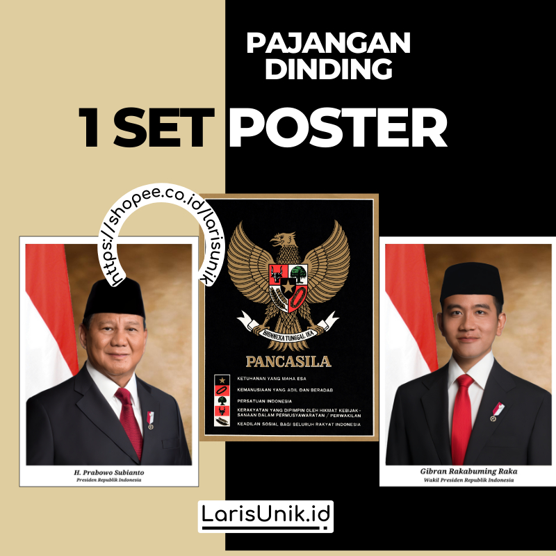 Jual Gambar Foto Poster Cetak Presiden Dan Wakil Prabowo Gibran Lambang Garuda Pancasila