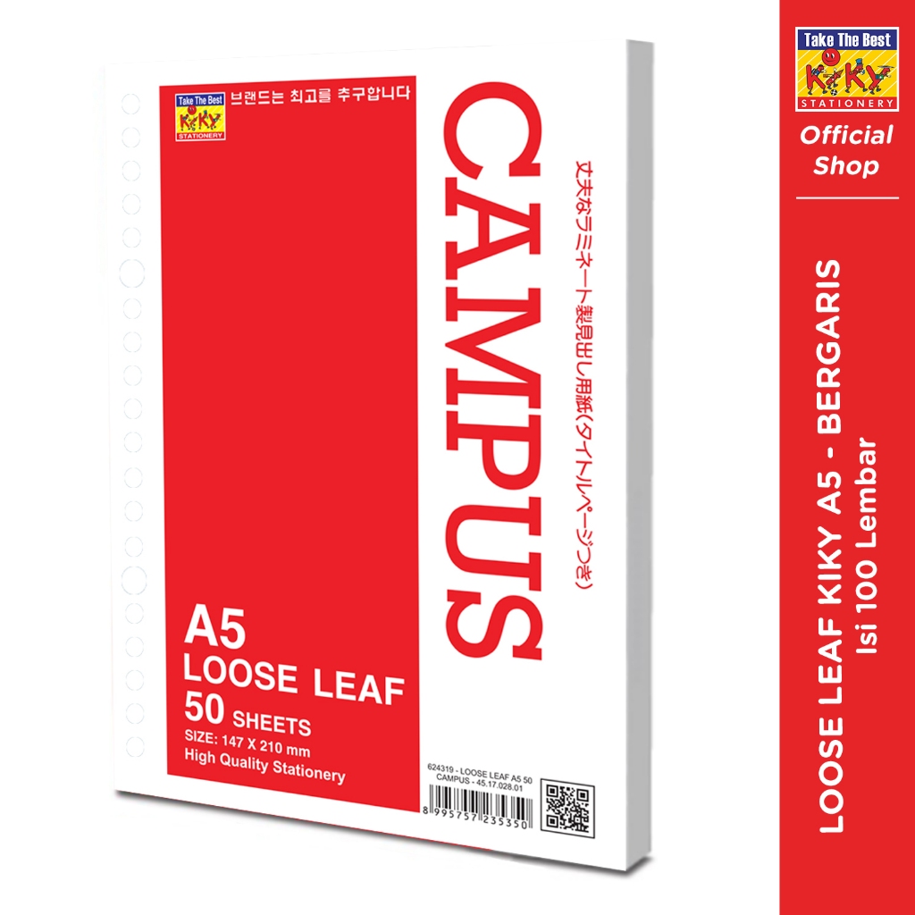 Jual KIKY Loose Leaf / Kertas File Putih Bergaris Ukuran A5 Isi 100 ...