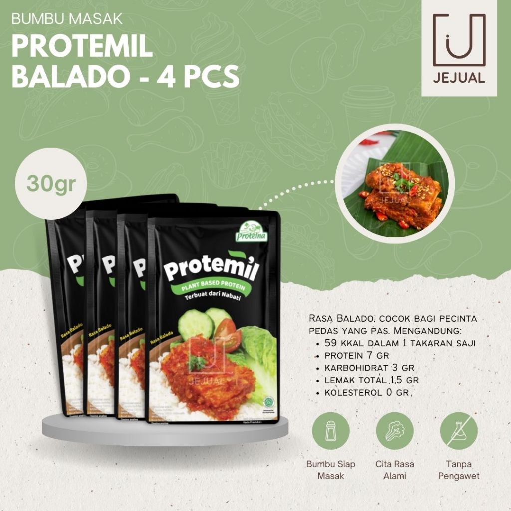 Jual PROTEMIL Rasa Balado/Gulai/Opor Paket Isi 4 Pcs 30 Gr Proteina ...