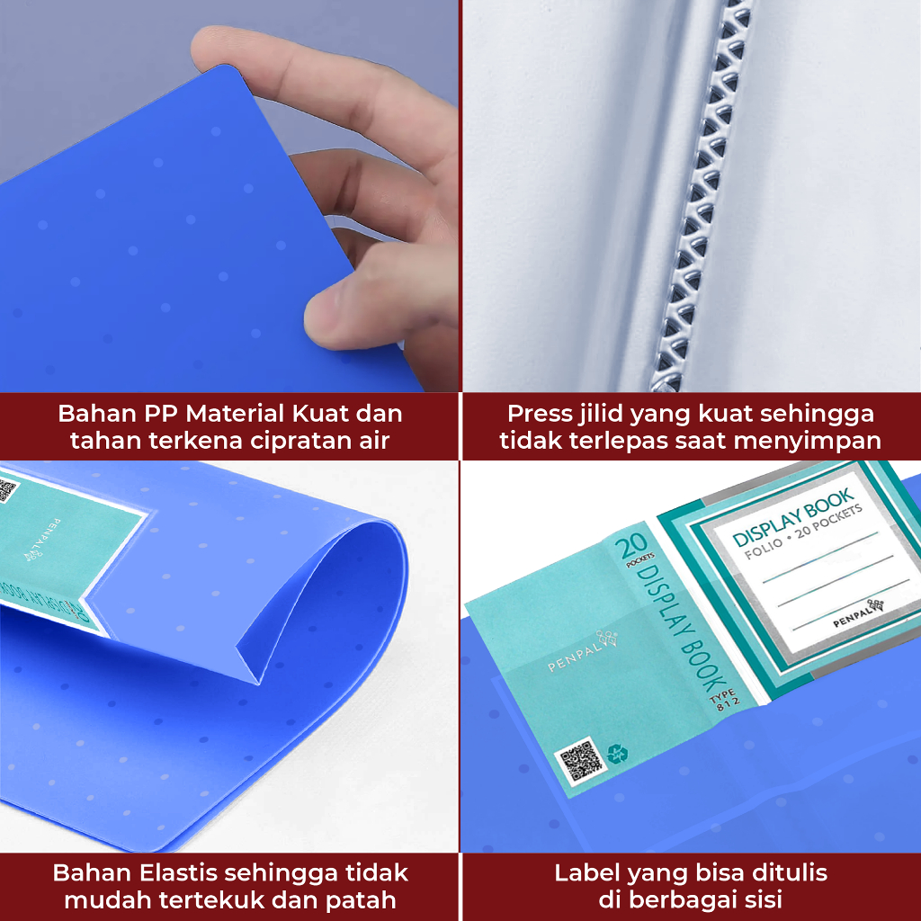 Jual Display Book Clear Holder Folio 20 Pockets File Map Motif Plastik ...