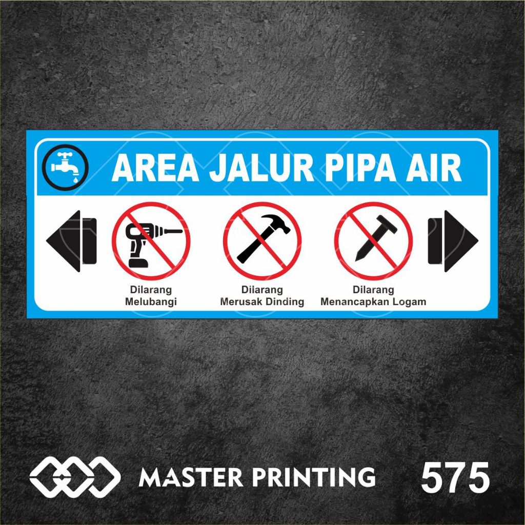 Jual 575 - Stiker Area Jalur Pipa Air, Sticker Vinyl, Premium, Tahan ...