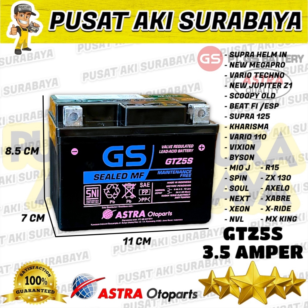 Jual AKI ORI GS ASTRA GTZ5S ACCU MOTOR BEAT KARBU BEAT ESP BEAT FI BEAT