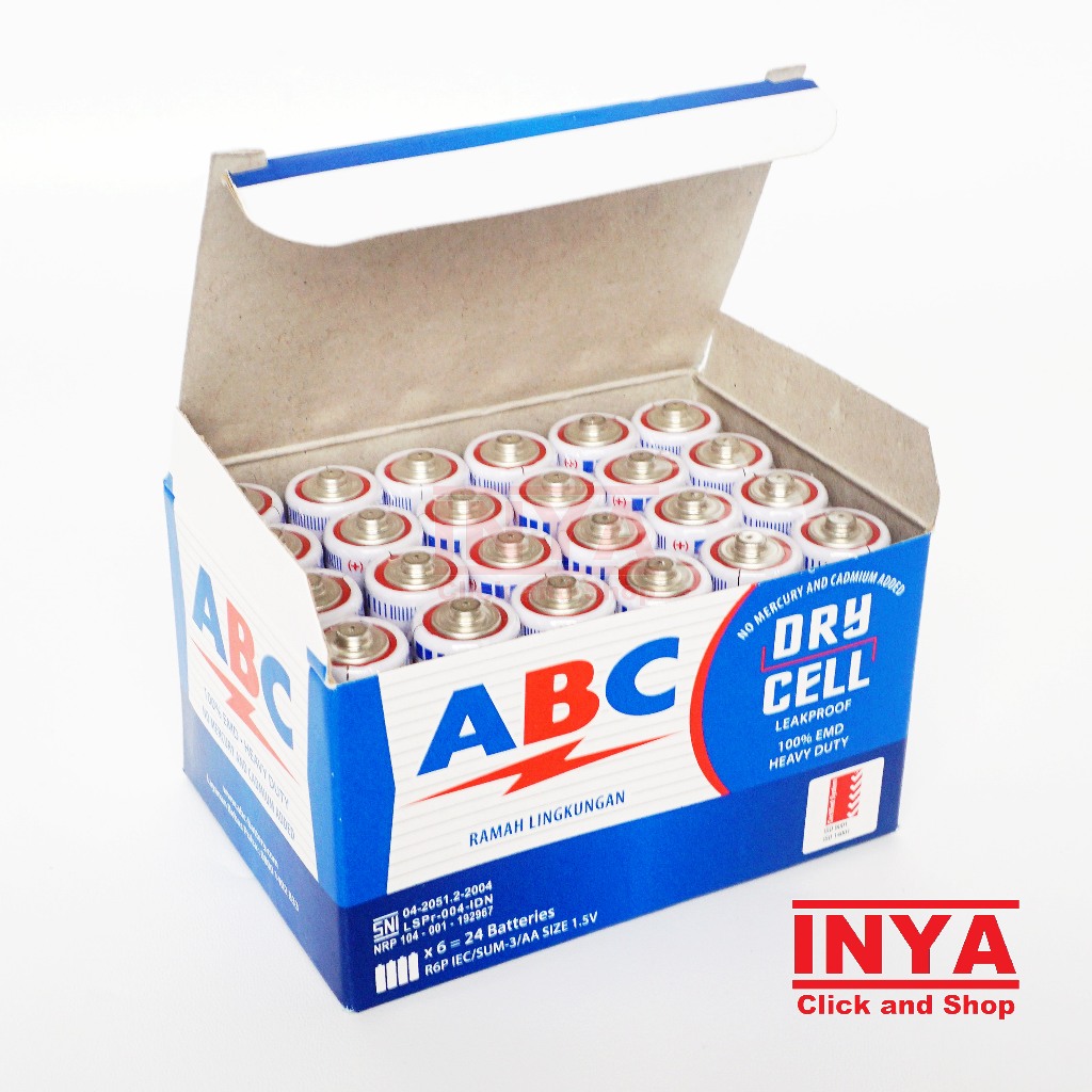 Jual Baterai ABC Biru Size AA 1.5V R6P BOX isi 24pcs - Battery | Shopee ...