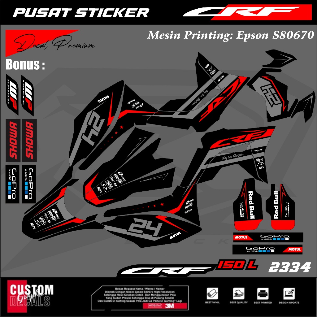 Jual 2334 Decal Sticker Motor CRF 150L Full Body - Decal Motor Tipe ...
