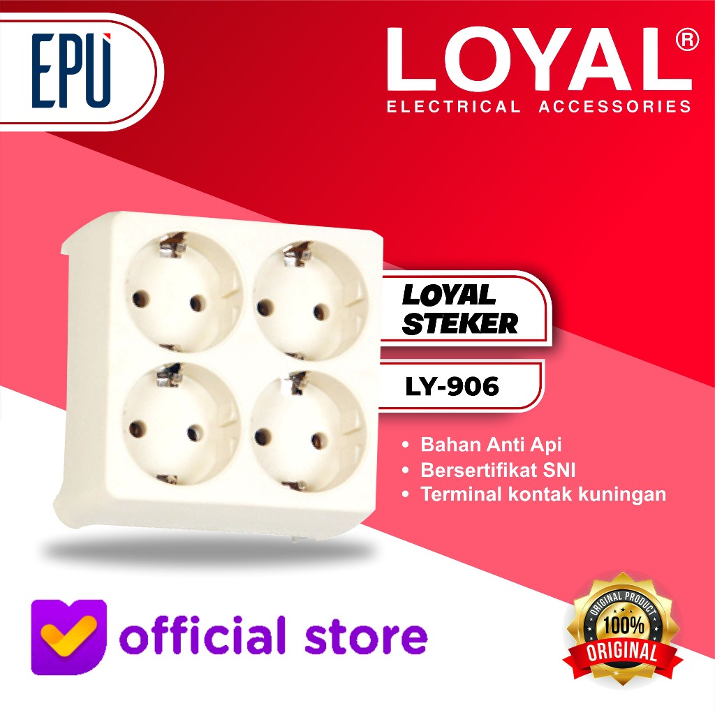 Jual Loyal LY906 Stop Kontak 4 in 1 Stop Kontak 4 Lubang Steker