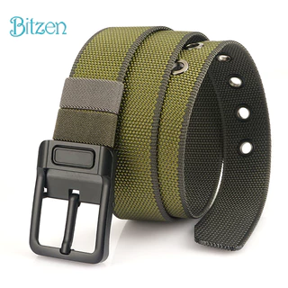 Bitzen Ikat Pinggang Pria Ganda Nylon Canvas 360ยฐ Gesper Pria Berkualitas Premium Sabuk Pinggang Pria