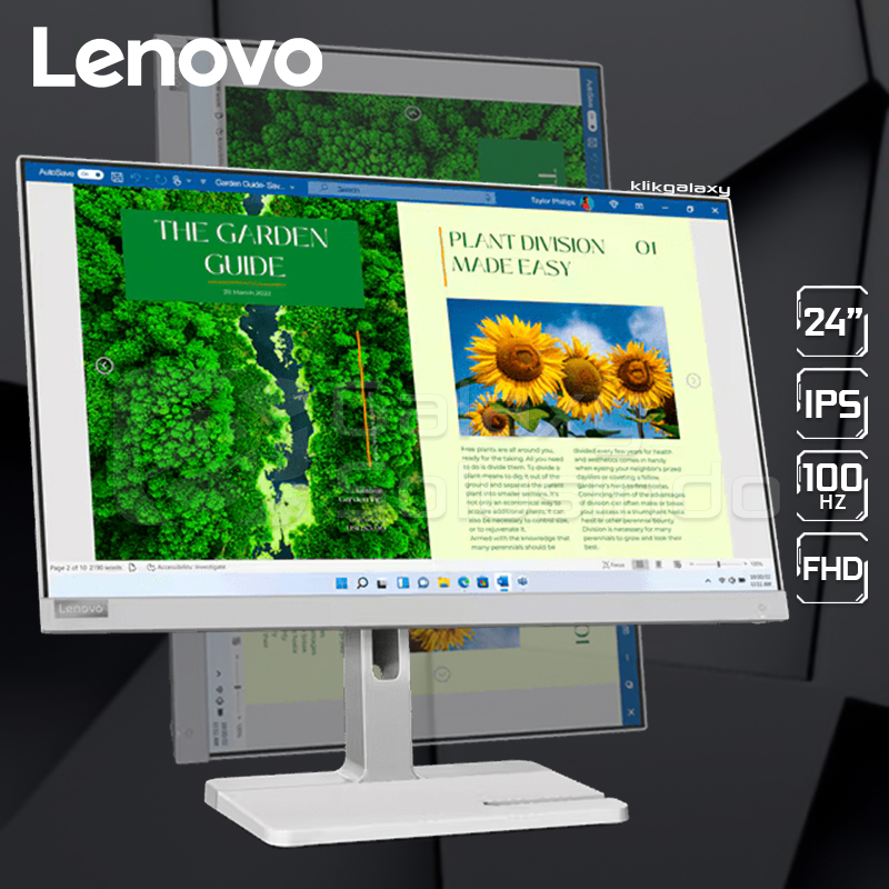 Lenovo L25e-40 - Écran 24.5" FHD avec EyeSafe (VA, 75Hz, 4ms, HDMI+VGA, Câble HDMI) Inclinaison