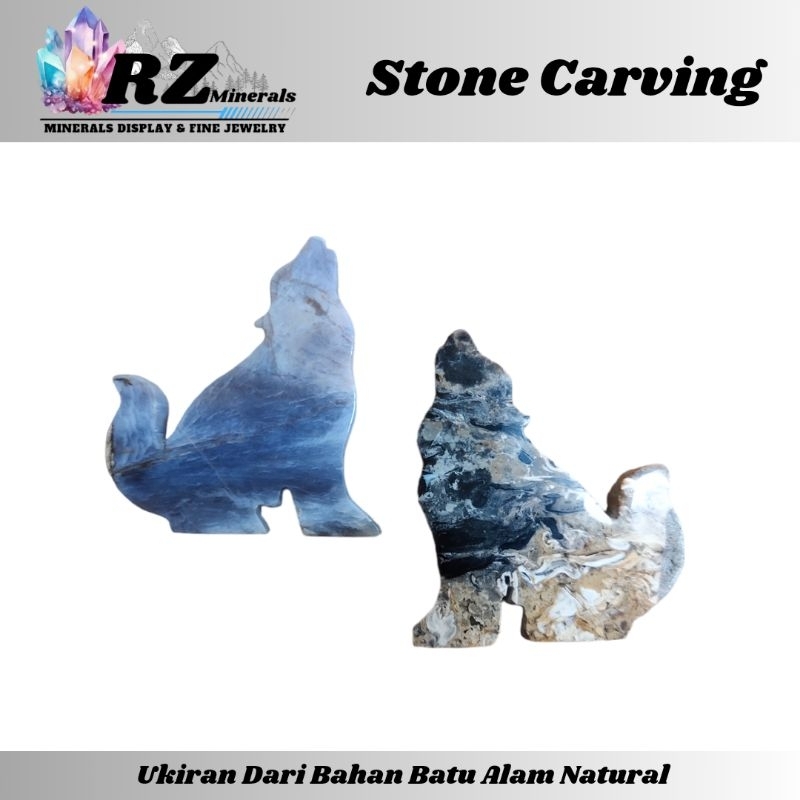 Jual RZ Minerals-Carving Stone Wolf|Natural Palm Root & Lavender|NSC ...