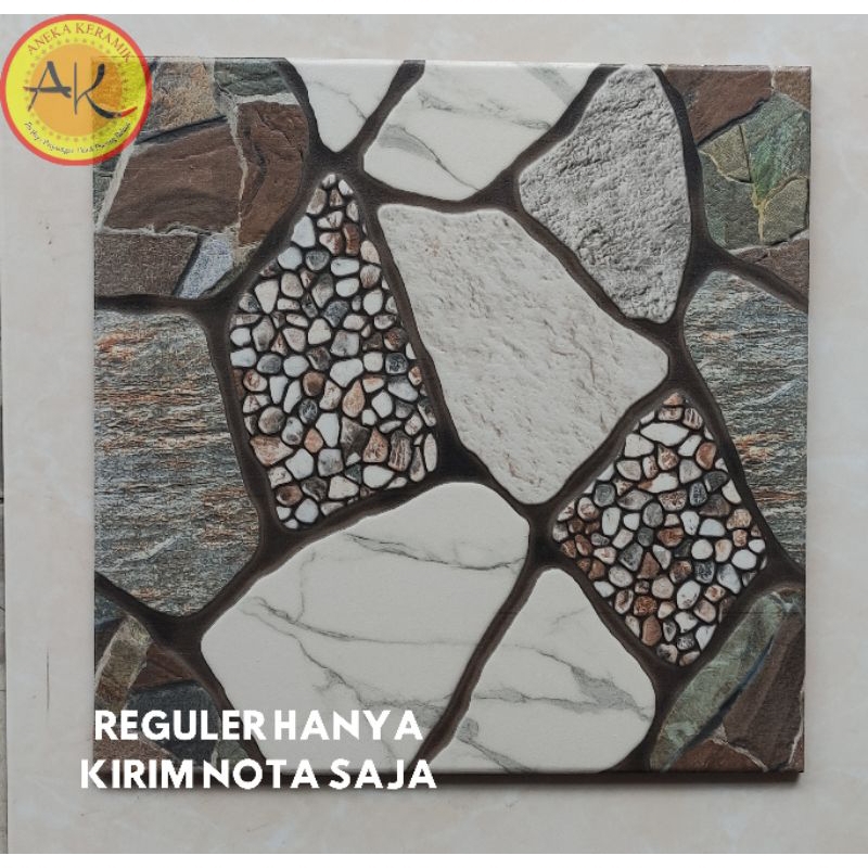 Jual Keramik Lantai Kasar Teras Garasi Motif Batu Alam Timbul 40x40