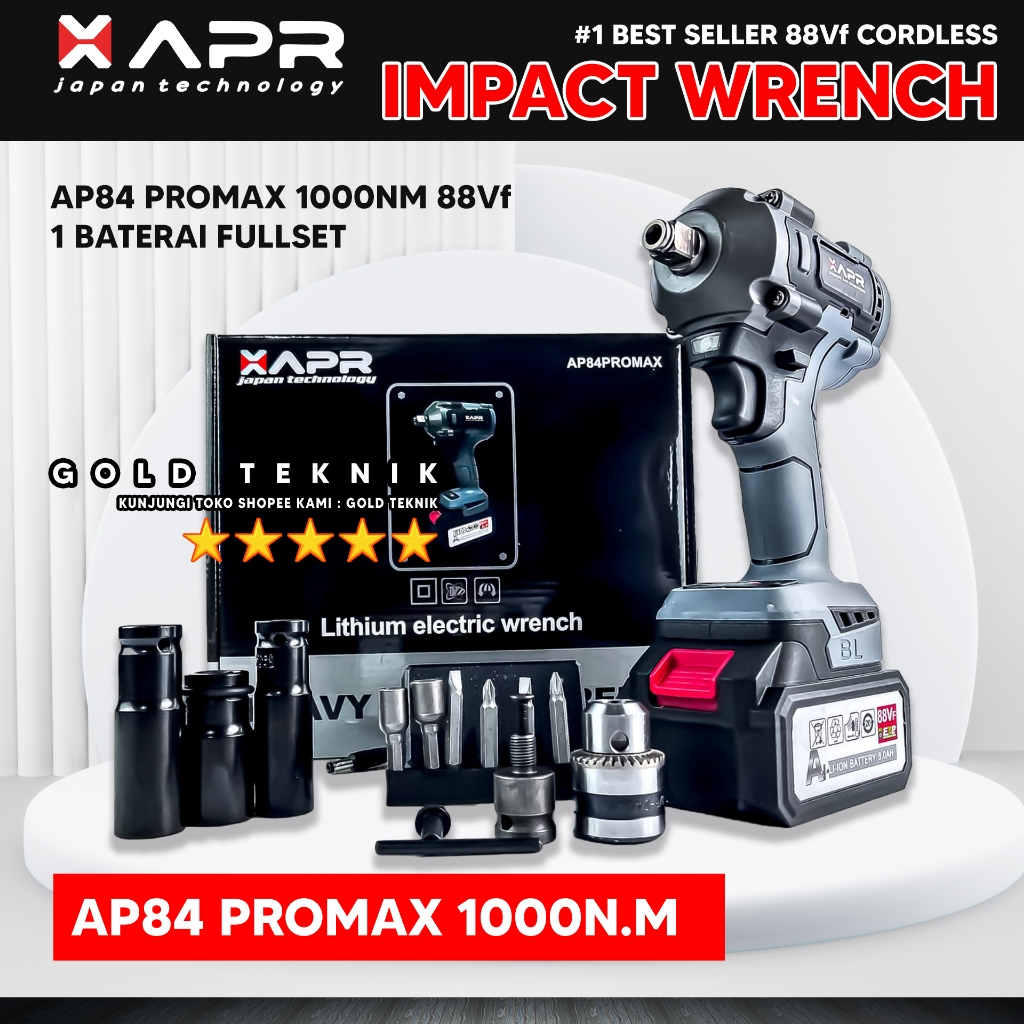 Jual APR Impact Wrench 1000nm 88v Pembuka roda ban motor mobil cvt ...