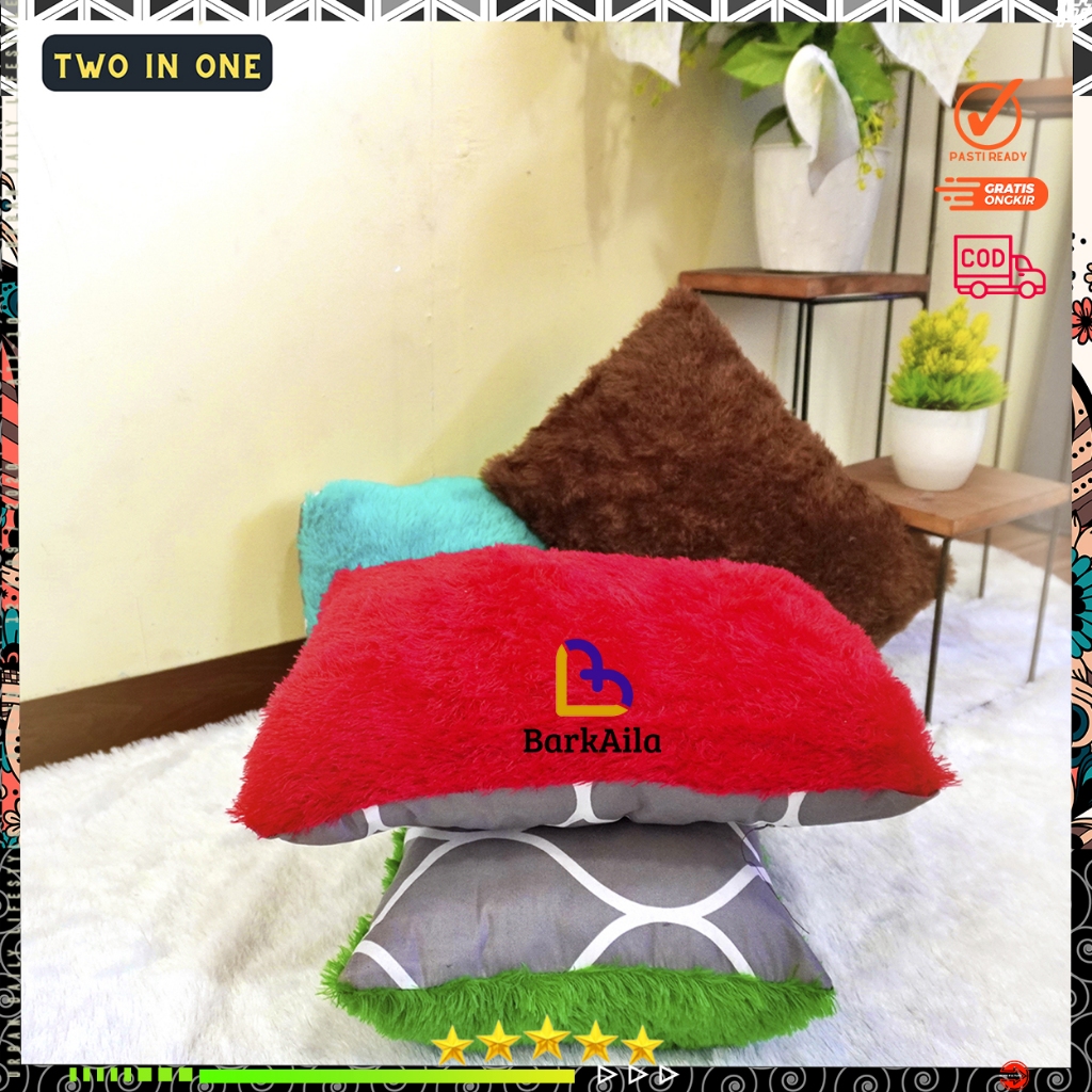 Jual Bantal Sofa/Bantal Tidur Bulu Rasfur 2 Tampilan | Shopee Indonesia