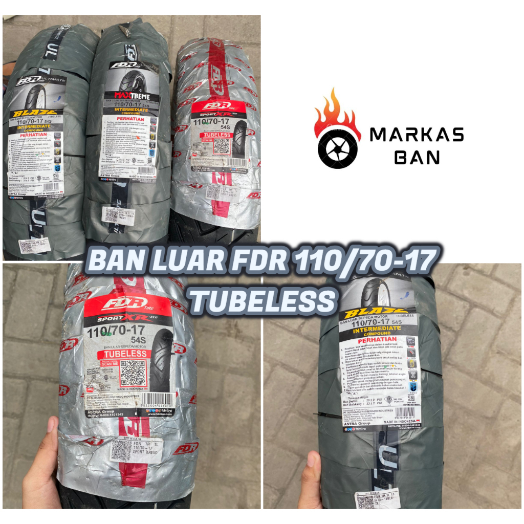 Jual BAN LUAR FDR INTERMEDIATE COMPOUND 110/70-17 TUBELESS FDR 110/70 ...