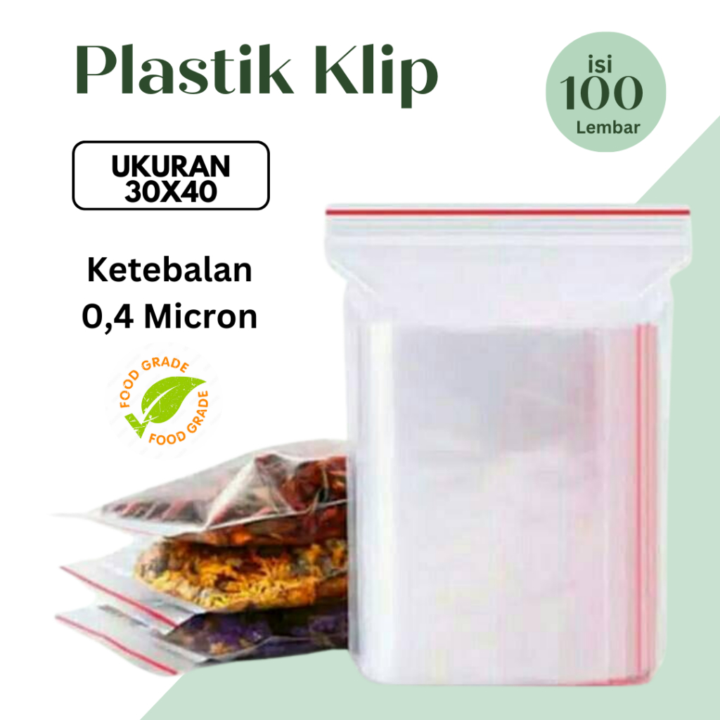 Plastik Klip Ziplock 30x40 cm Plastik Packing Baju Travel Zipper Bening  Makanan Food Grade 100 pcs