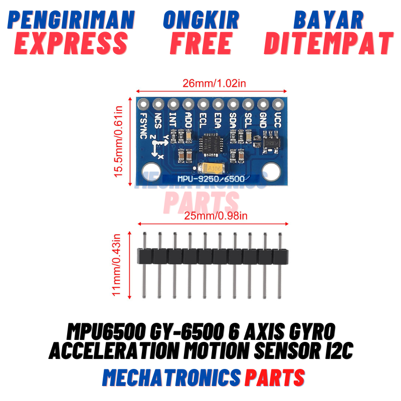 Jual MPU6500 GY-6500 6 Axis Gyro Acceleration Motion Sensor I2C ...