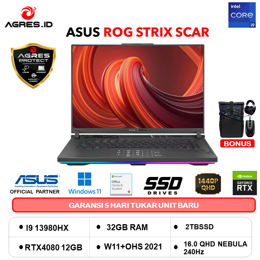 Jual ASUS ROG STRIX SCAR 16 G634JZ I9 13980HX RTX4080 12GB/ 32GB 2TB ...